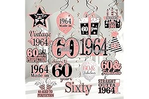 36PCS Rose Gold 60th Birthday for Women Party Decorations