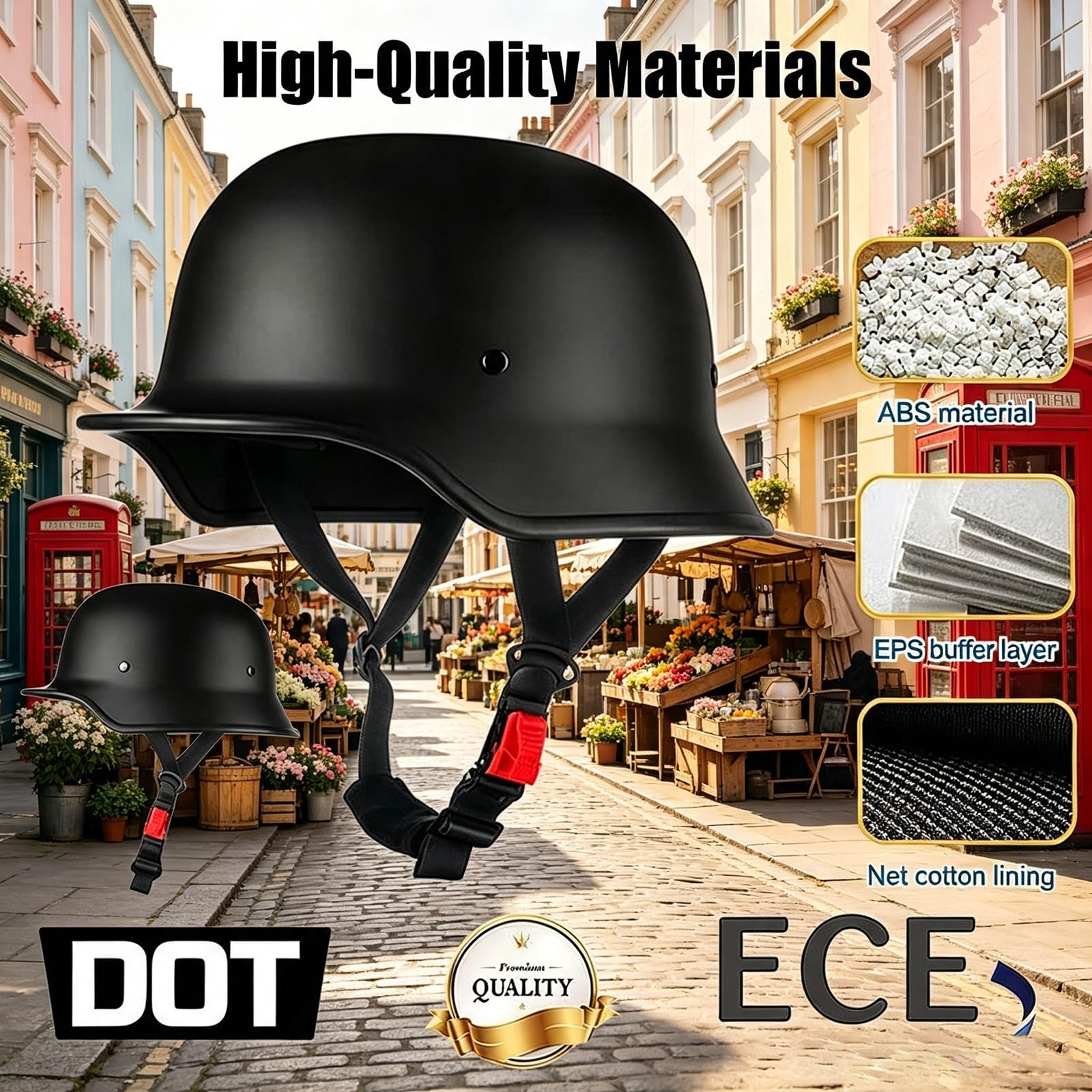 Niemiecki Kask Otwarty Stealth Matowa Czerń