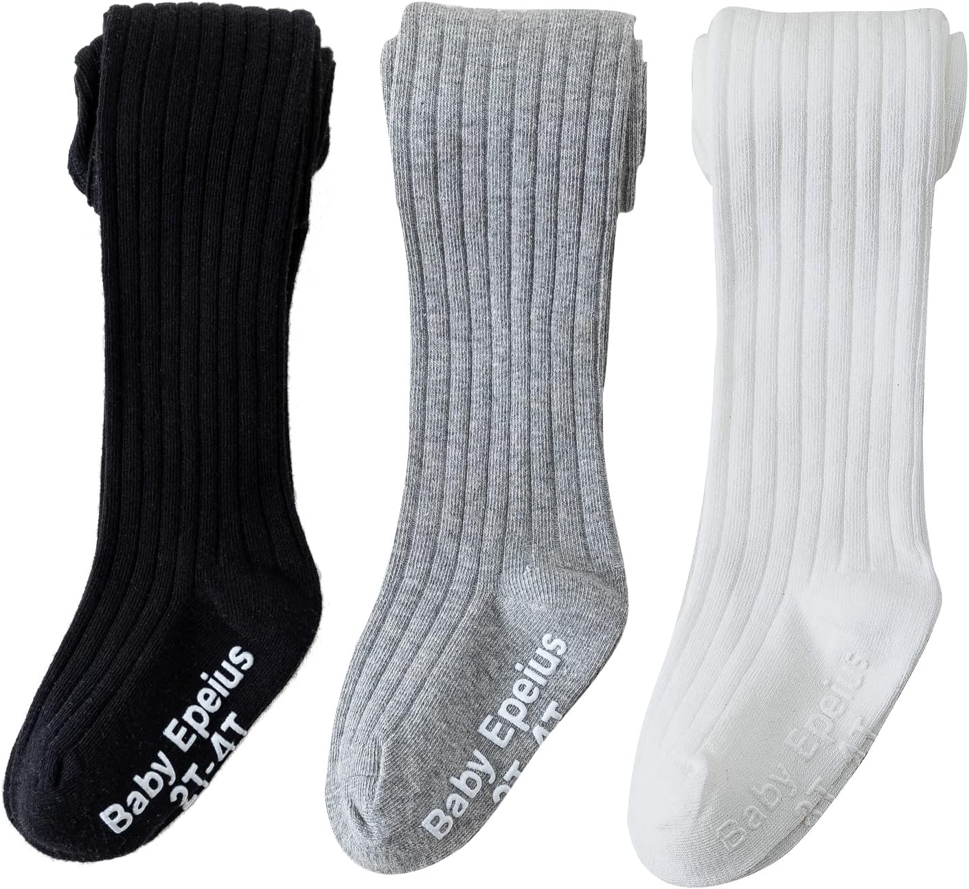 EPEIUS Baby Tights Baby Girls Non-Slip Plain/Ribbed Leggings Seamless Cotton Stockings Pantyhose Newborn Infant Toddler