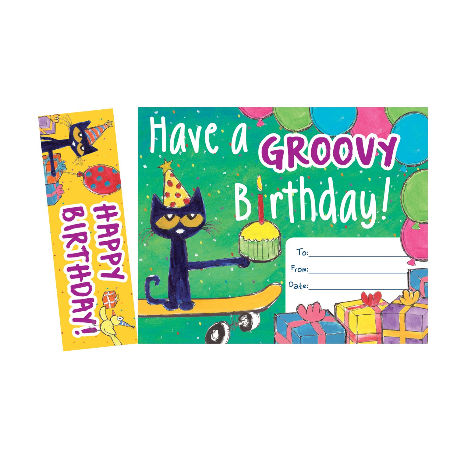 EdupressPete The Cat Groovy Birthday Bookmark Awards (EP60327), Multi