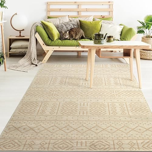 Antep Rugs Patio 5x7 - Alfombra bohemia del suroeste para exterioresinteriores (beige, 5 pies 3 pulgadas x 7 pies 6 pulgadas) disponible en Yaxa Peru