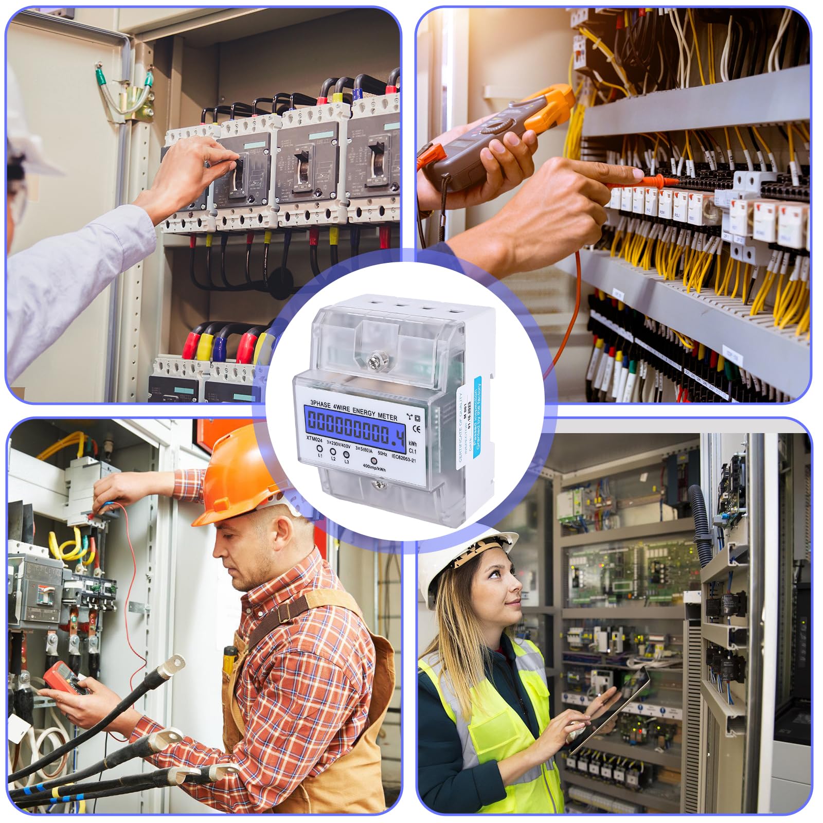 Cyfrowy licznik prądu – licznik prądu 3-fazowy, 4-przewodowy licznik elektryczności, 3 x 230/400 V 5 (80) A, miernik energii, skalibrowany licznik prądu do szyny montażowej DIN, licznik pośredni prądu
