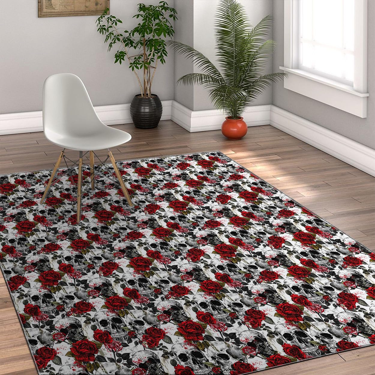 Tapis antidérapant résistant aux taches 80x150cm lavable en machine motif crâne