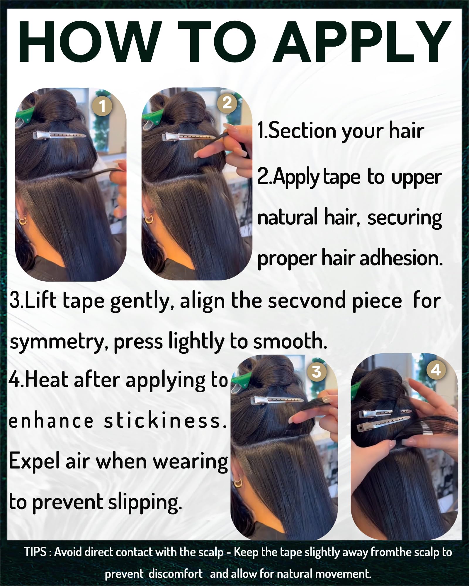 RUNATURE Extensiones Adhesivas Pelo Natural Negro 25cm 20pcs 30g Invisibilidad Extensiones Tape #1