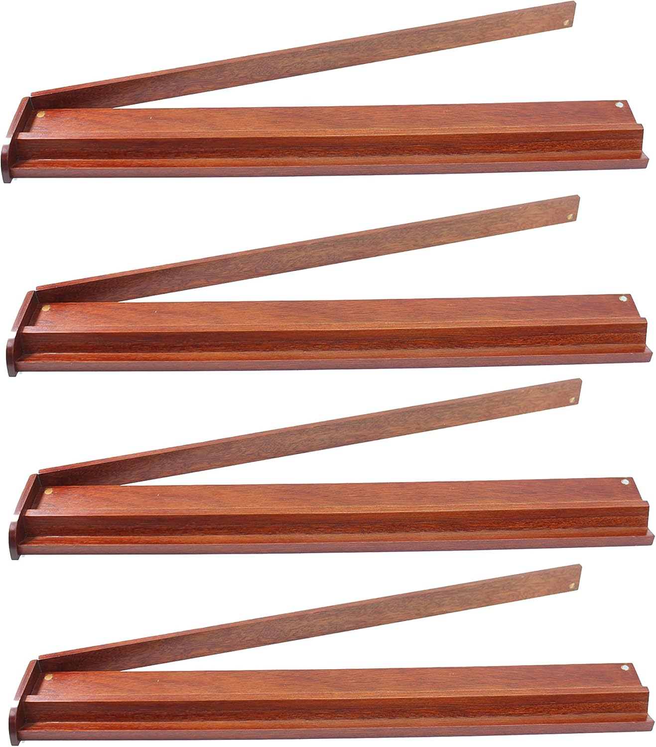 usamjtable 19" Natural Color Wooden Racks with Attachable Magnet Pushers for American Mahjong Set of 4