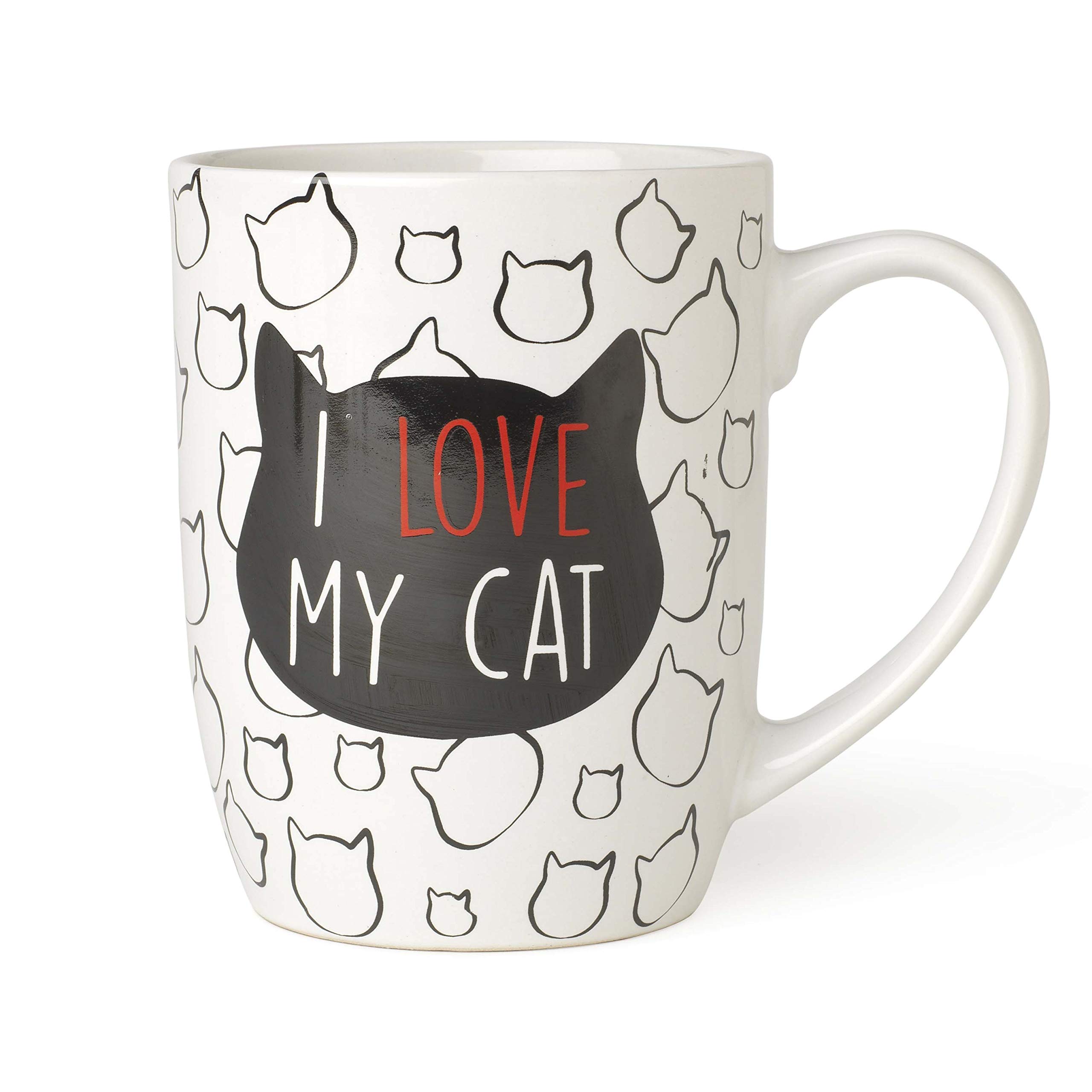 PetRageous 16046 I Love My Cat Stoneware Mug 4-Inch Diameter and 5-Inch Tall Mug with 24-Ounce Capacity and Dishwasher and Microwave-Safe, White