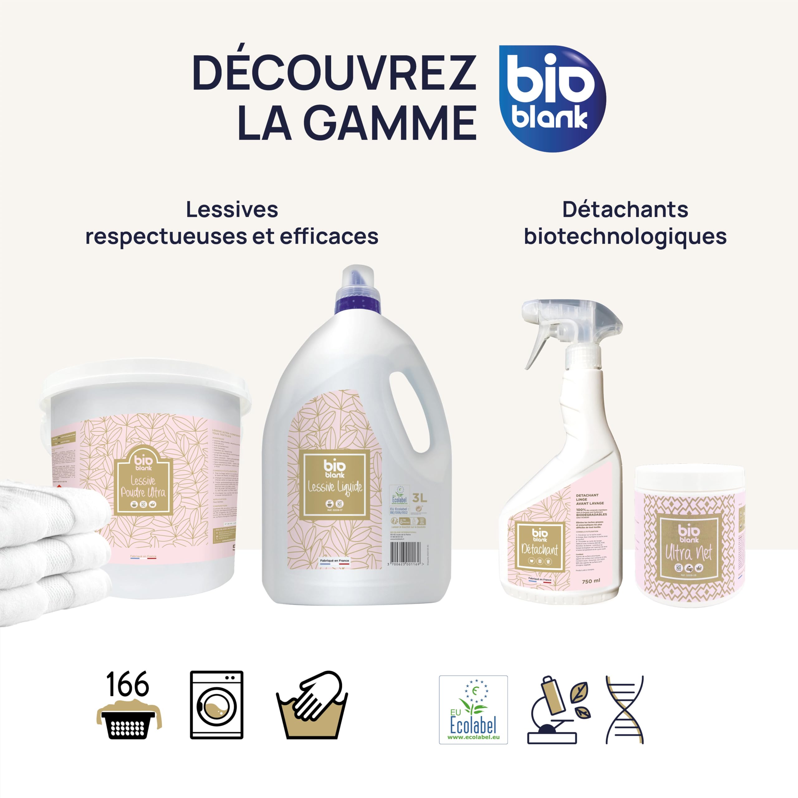Lessive Poudre Professionnelle Ultra Concentrée 166 Lavages 5kg | Anti-Taches & Dégraissant, Efficace à Froid, Pour un Linge Blanc et des Couleurs Éclatantes, Fabriqué en France