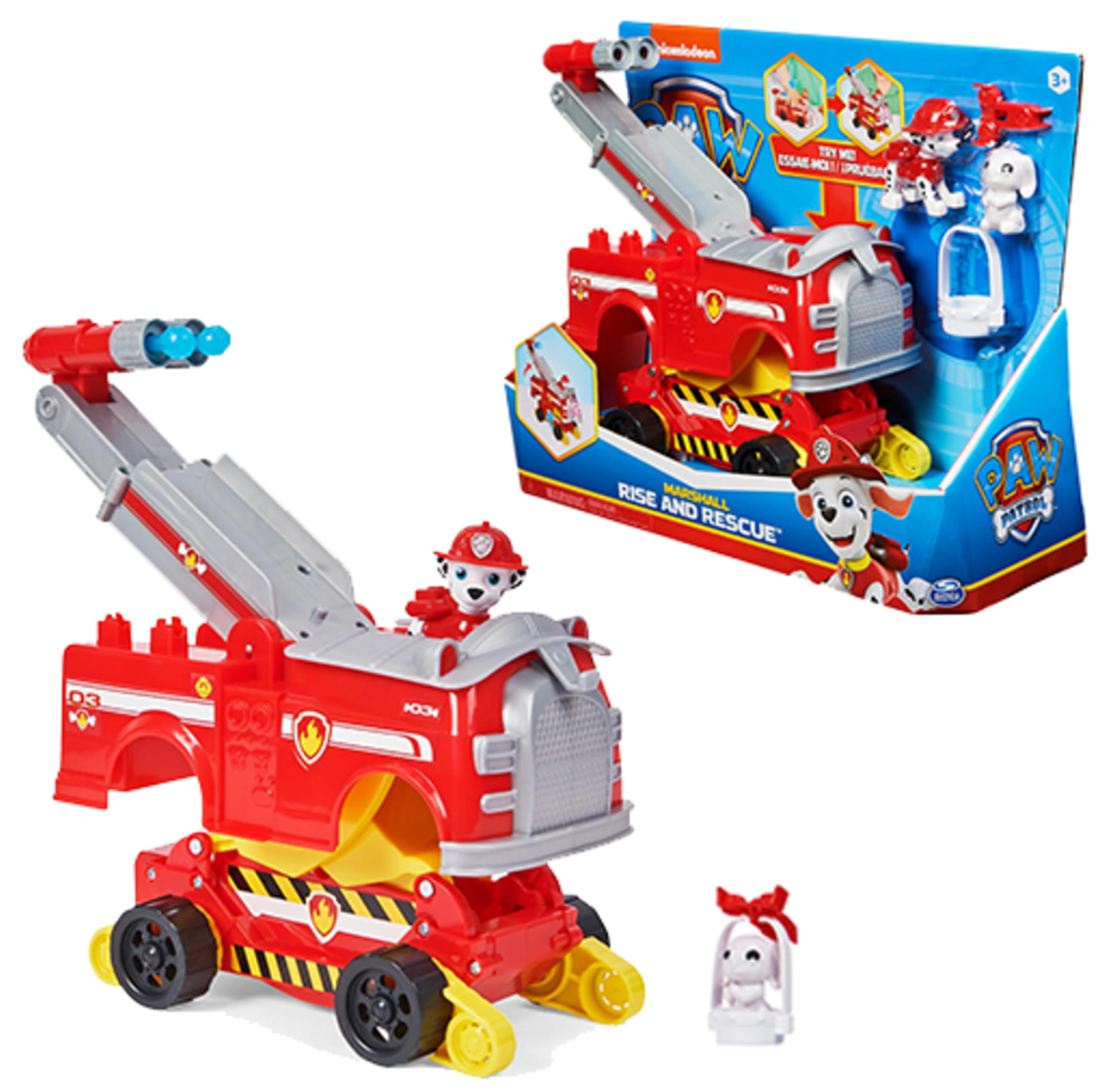 Paw Patrol | Camion dei Pompieri Rise N' Rescue di Marshall | Veicolo trasformabile Personaggio di Marshall e Accessori Inclusi | Giochi Bambini dai 3 Anni in su