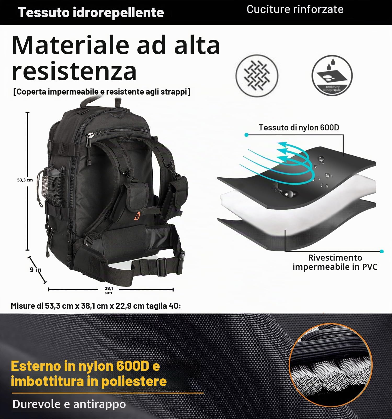 Miramrax Zaino tattico militare da uomo, zaino da assalto per uomo, zaino con sistema Molle Bug Out, zaino da 3 giorni per escursionismo