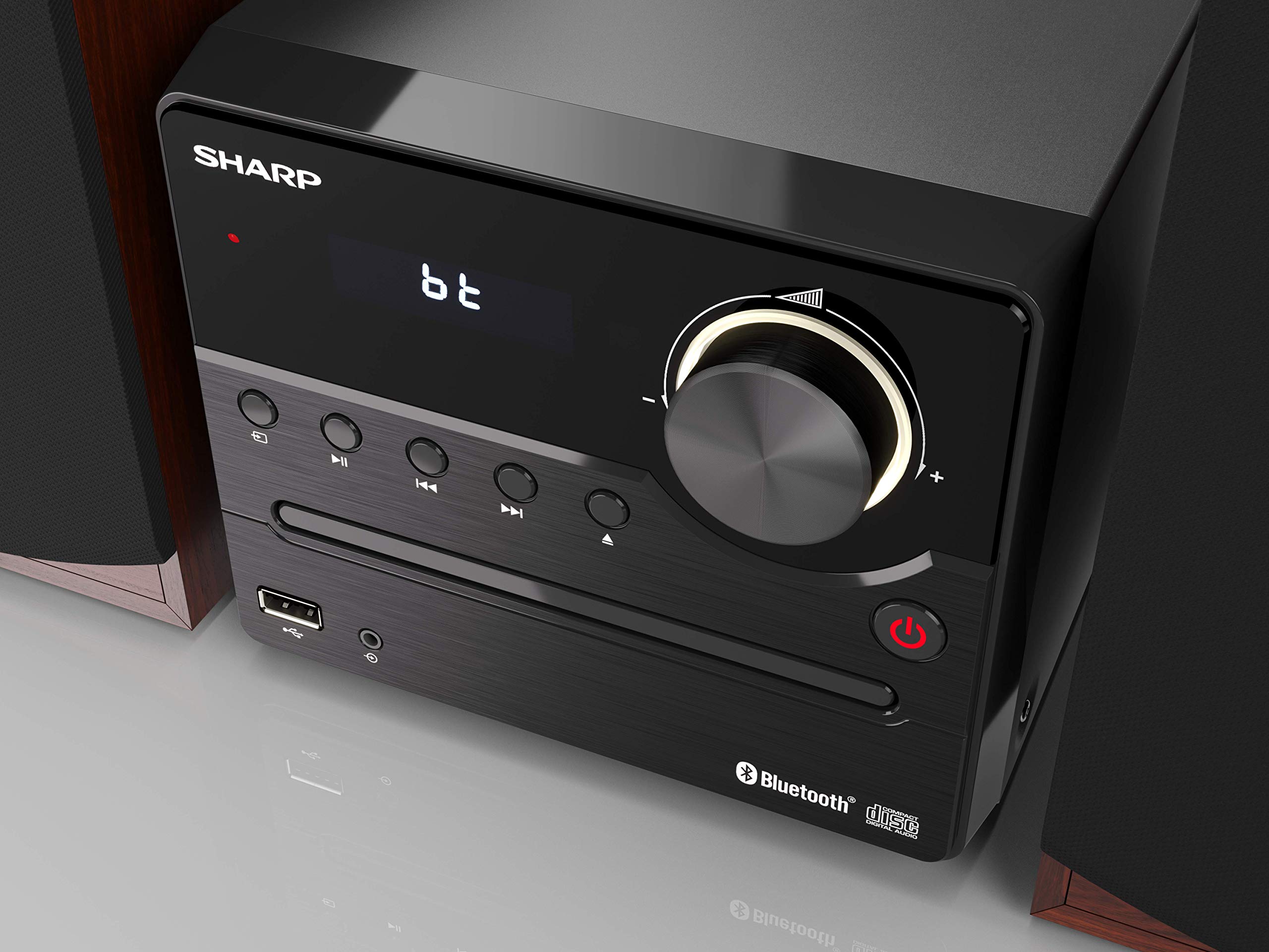 Sharp XL-B512(BR) Micro Chaîne Stéréo avec Radio FM, Bluetooth 5.0, CD-MP3, Haut-parleurs en Bois, 45 W Marron