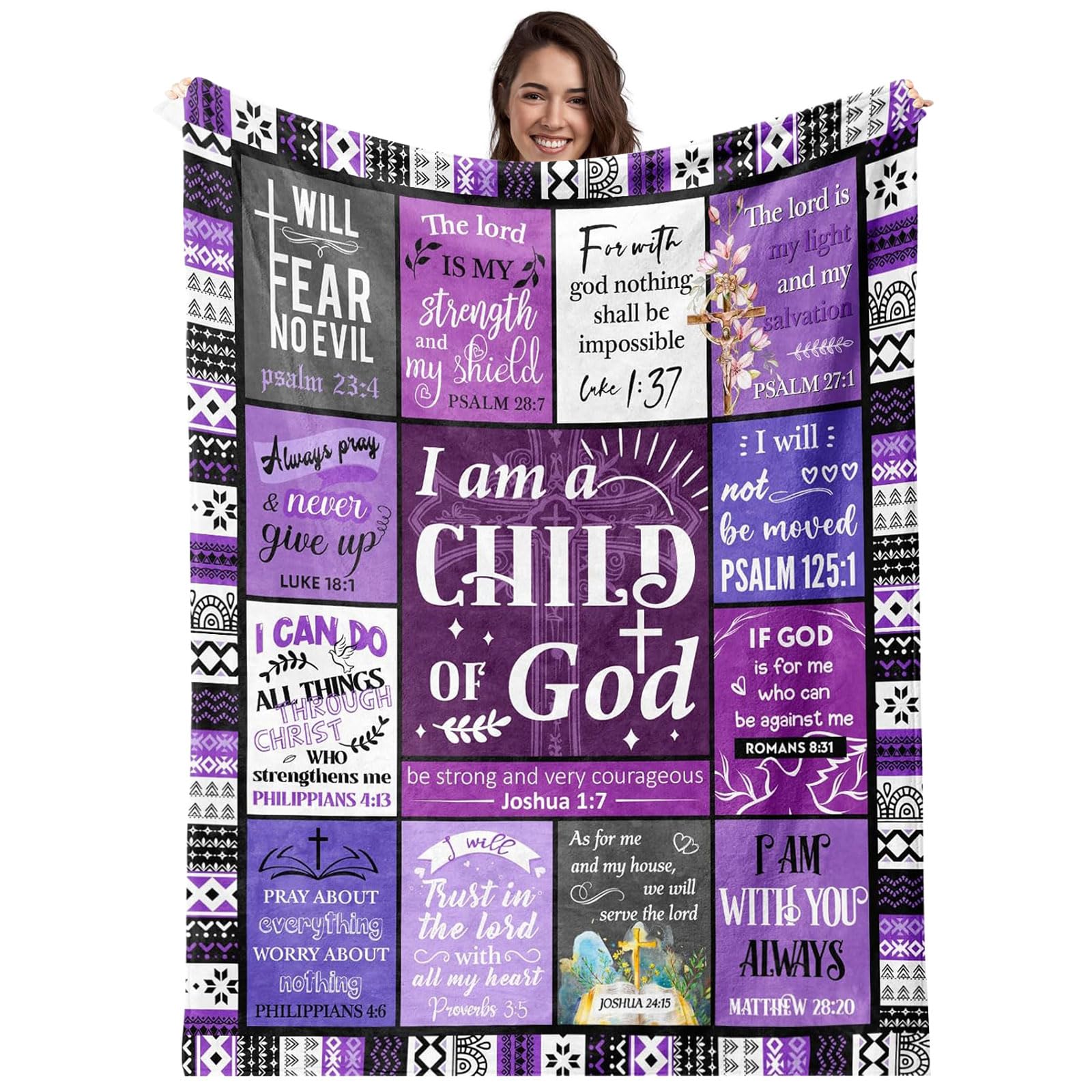 ELLECILA Christian Gifts for Women, Religious Gift Blanket for Women, Baptism Gifts for Girls, Gift Christening Gifts- I Am A Child of God Blankets(130 * 150cm)