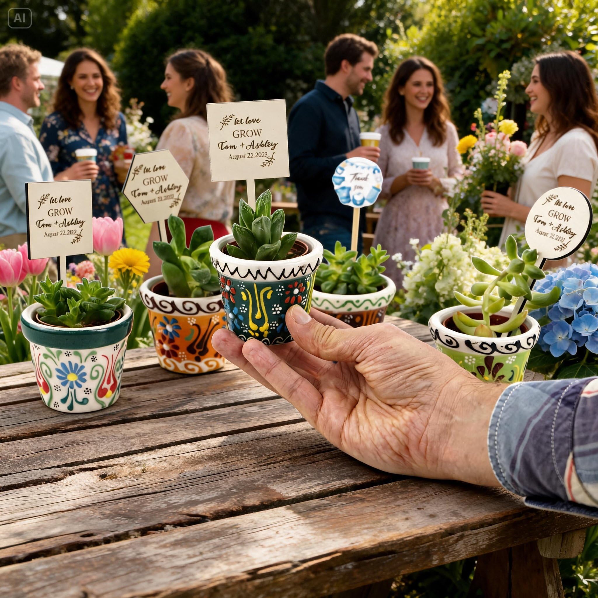 Bomboniere Matrimonio, Mini Vaso in Ceramica con Pianta Grassa Vera Personalizzato – Bomboniere Matrimonio, Battesimo, Comunione, Cresima succulente vive non incluse