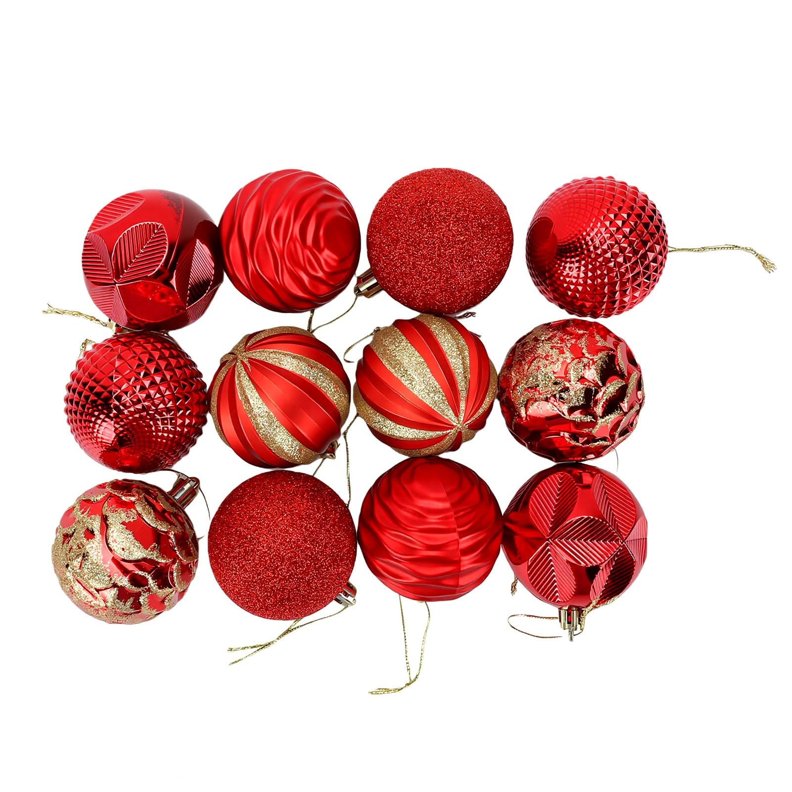 Cocoarm 12 Pezzi Ornamenti Natalizi Sferici Infrangibili, 6cm (rosso)