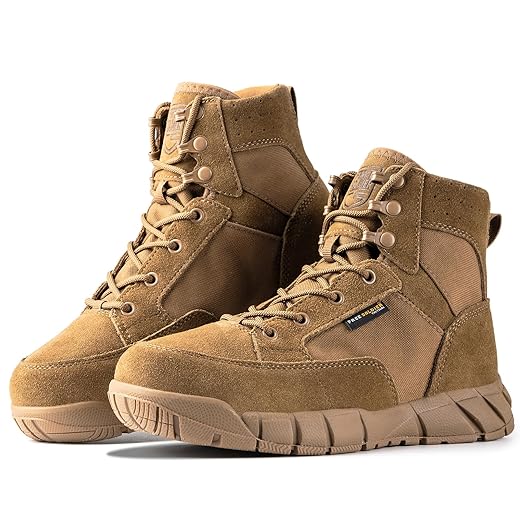 FREE SOLDIER Botas táticas masculinas, botas militares leves e respiráveis de 15 cm para caminhadas e trabalho