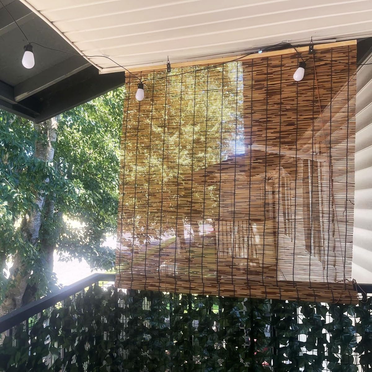 Store enrouleur en bambou - 160 x 220 cm - Installation facile - Marron - Protection solaire latérale - Idéal pour les fenêtres et les portes - Solution élégante d'intimité