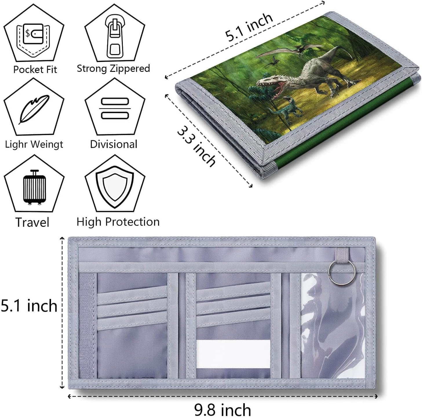 Kids Wallets for Boys With Coin Pocket, Wallets for Kids Ages 4-18,Trifold Wallet, Novelty Wallet for Childrens Birthday Gifts(Dinosaur) - Image 6