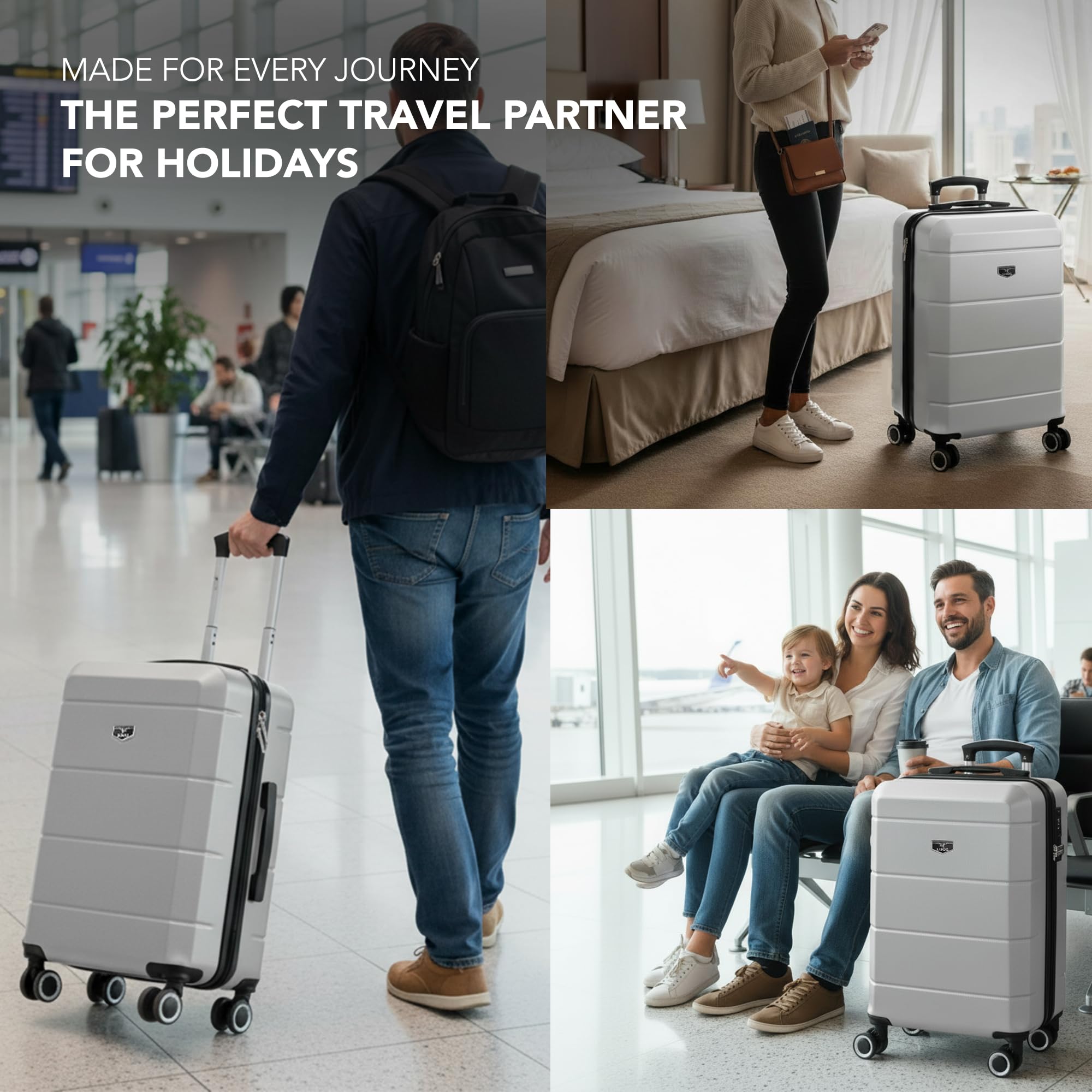 LUGG - Jetset 40cm Suitcase - 40x30x20cm- Ryanair Compatible - Underseat Size - Hard Shell ABS - Spinner & Removable Wheels - Lightweight Travel Luggage- Cream/Brown — view 317