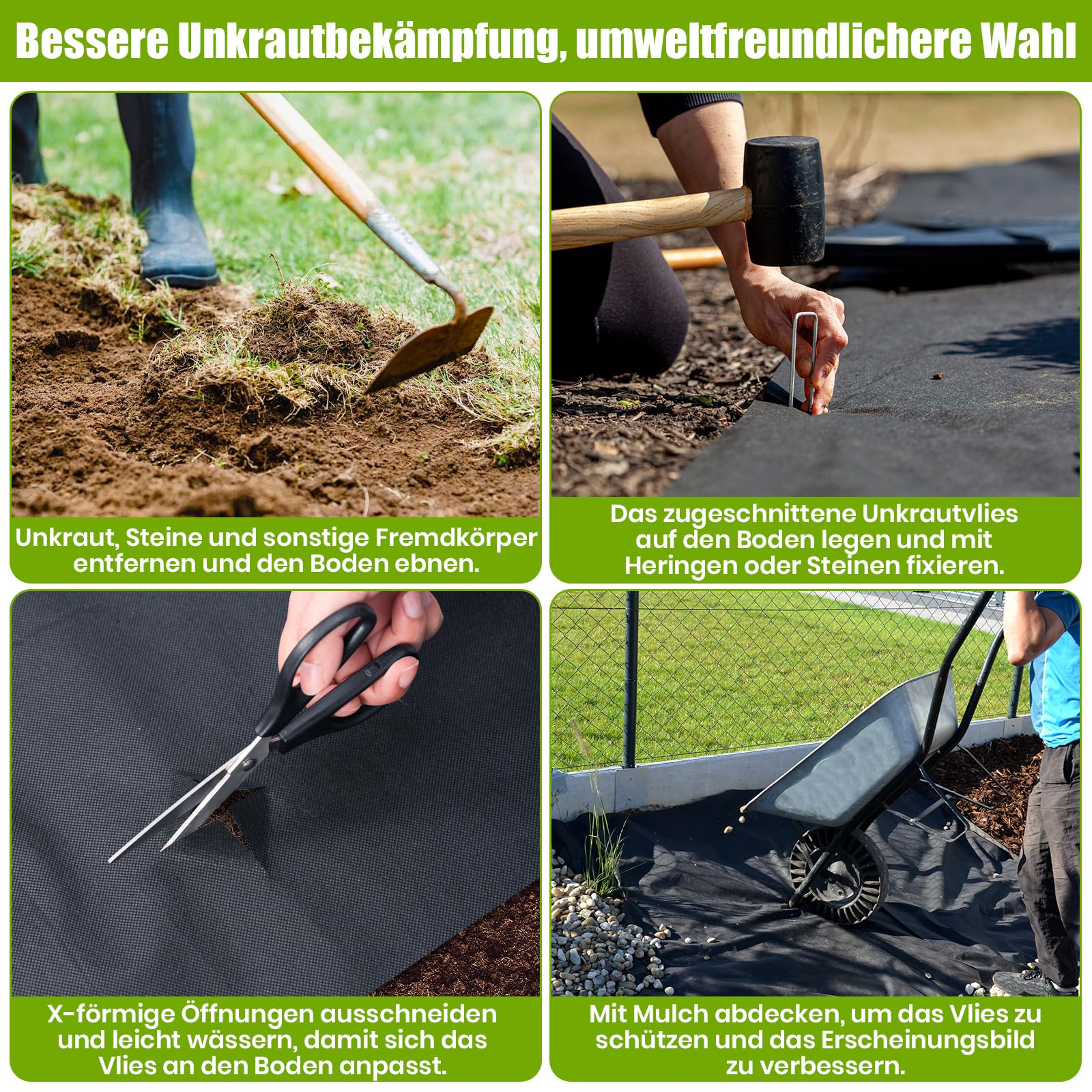 Velway Unkrautvlies 50g/m² 1x50m Rolle - Wasserdurchlässig & UV-Stabil Gartenvlies Reißfestes Unkrautfolie Gegen Unkraut Mulchvlies für Garten Hochbeet Gemüsegarten Landschaftsgestaltung