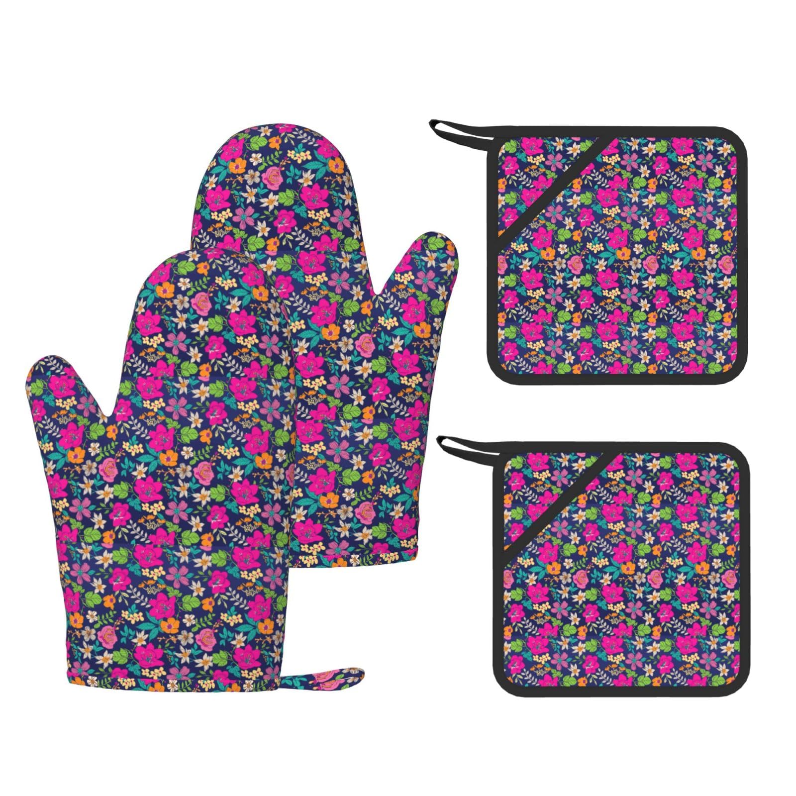 Gants résistants à la chaleur lot de 4 gants à fleurs pour sortir les plats du four