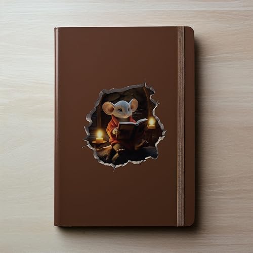 Miniatura 3 de Calcomanía de ratón de lectura en agujero de ratón, adhesivo de pared 3D con agujero de ratón