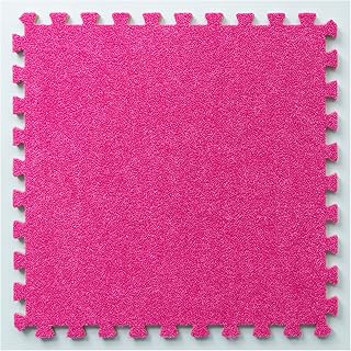 12 Baldosas Entrelazadas, Tapetes Cortos de Espuma Tipo Rompecabezas de Felpa, Tapete de Rompecabezas de 30 X 30 cm para el Hogar, Dormitorio, Ejercicio, Yoga, Sala de Juegos/Rose Red