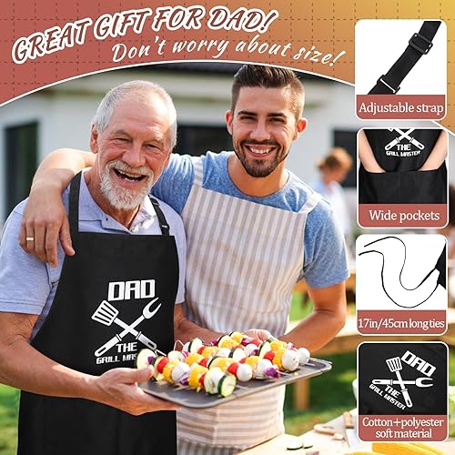 Miniatura 4 de Nuenen 7 piezas de regalo para papá, día del padre, delantal, tabla de cortar, cucharas, utensilios, parrilla para fiestas de Navidad, Como se