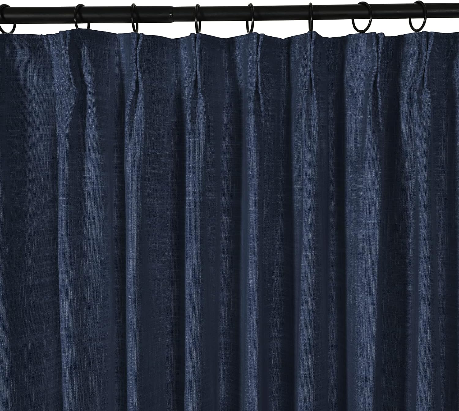 TWOPAGES Linen Textured Pinch Pleat Curtain for Living Room, Room Darkening Window Curtain Panel for Bedroom, Privacy Drape with Double Layer (52 x 84 Inches, 1 Panel, Deep Blue)