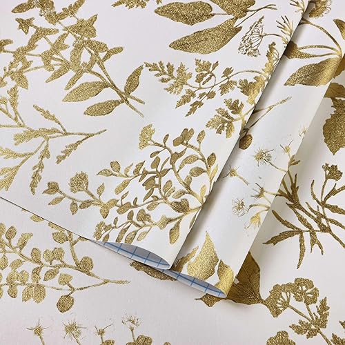 Miniatura 2 de Dimoon Papel tapiz de 78.7 x 17.3 pulgadas, papel de contacto para despegar y pegar, papel tapiz floral blancodorado, moderno, extraíble, vintage,