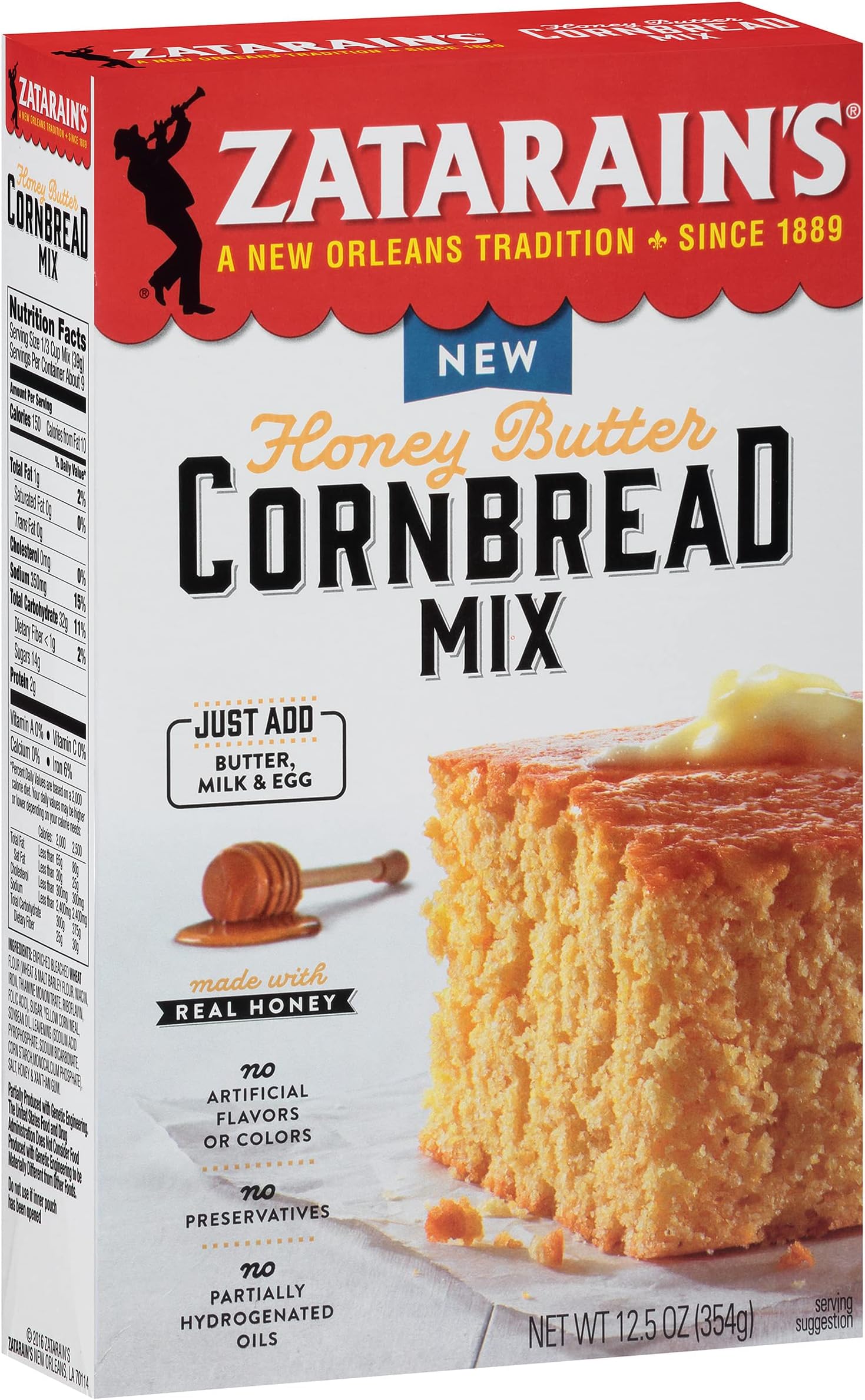 Zatarain's Honey Butter Cornbread Mix, 12.5 oz (Pack of 6)