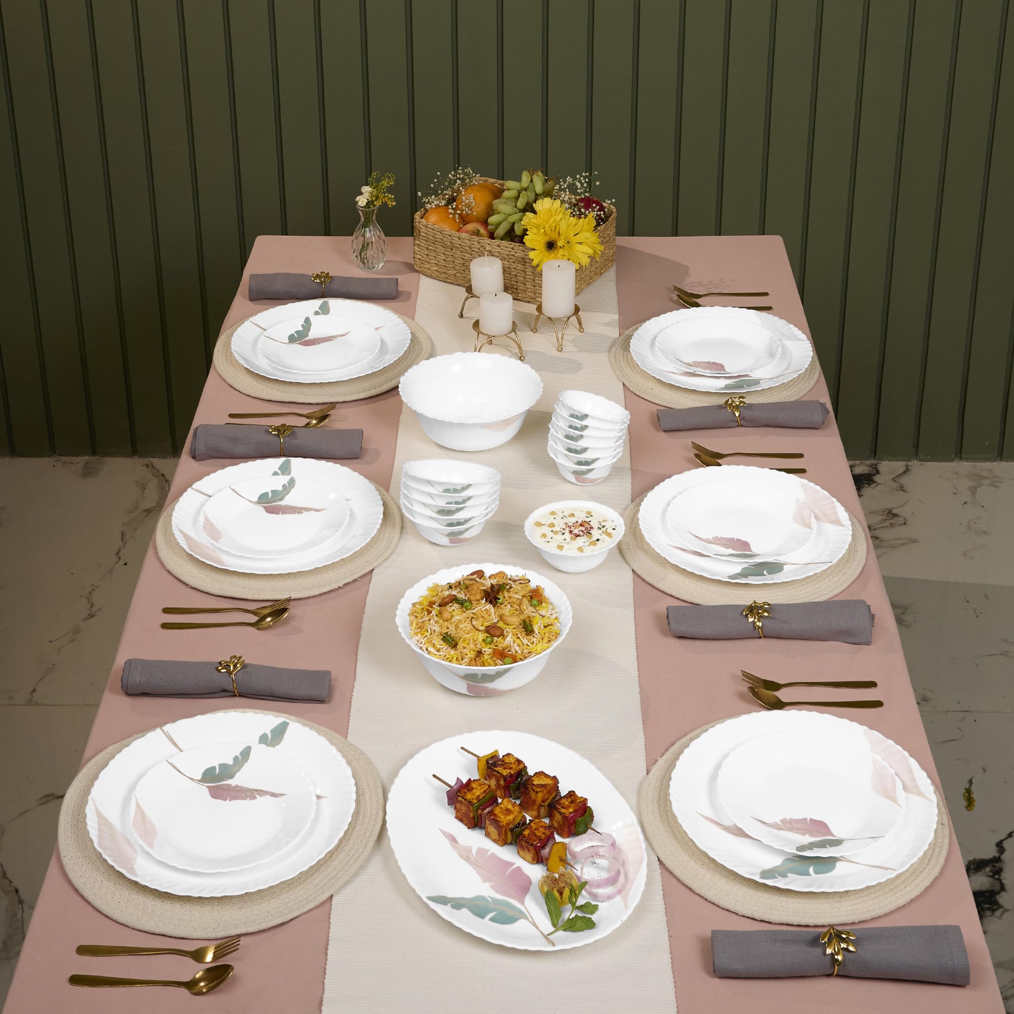 Treo Milton Opalware Dinner Set - 35 Piece, Dishwasher Safe -4