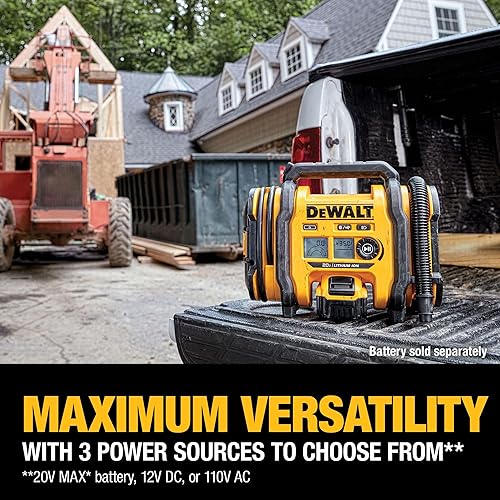 Miniatura 5 de DEWALT Inflador de neumáticos, compresor de aire portátil de 20V MAX, bomba de aire para automóvil con apagado automático, luz LED, solo herramienta