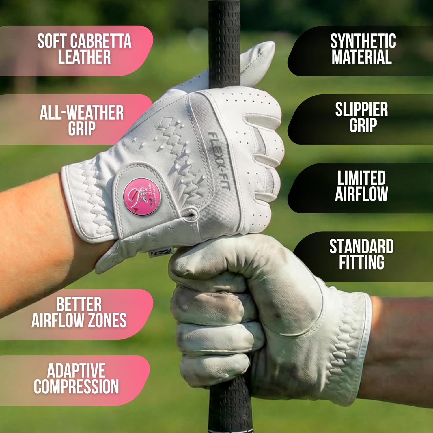 Caddy Classic Ladies Golf Gloves Women Left Hand Or Right Hand | Maximum Softness & Comfort with Pure Cabretta Leather Womens Golf Gloves | Reduced Friction On Hand with Ergonomic Joint Spots