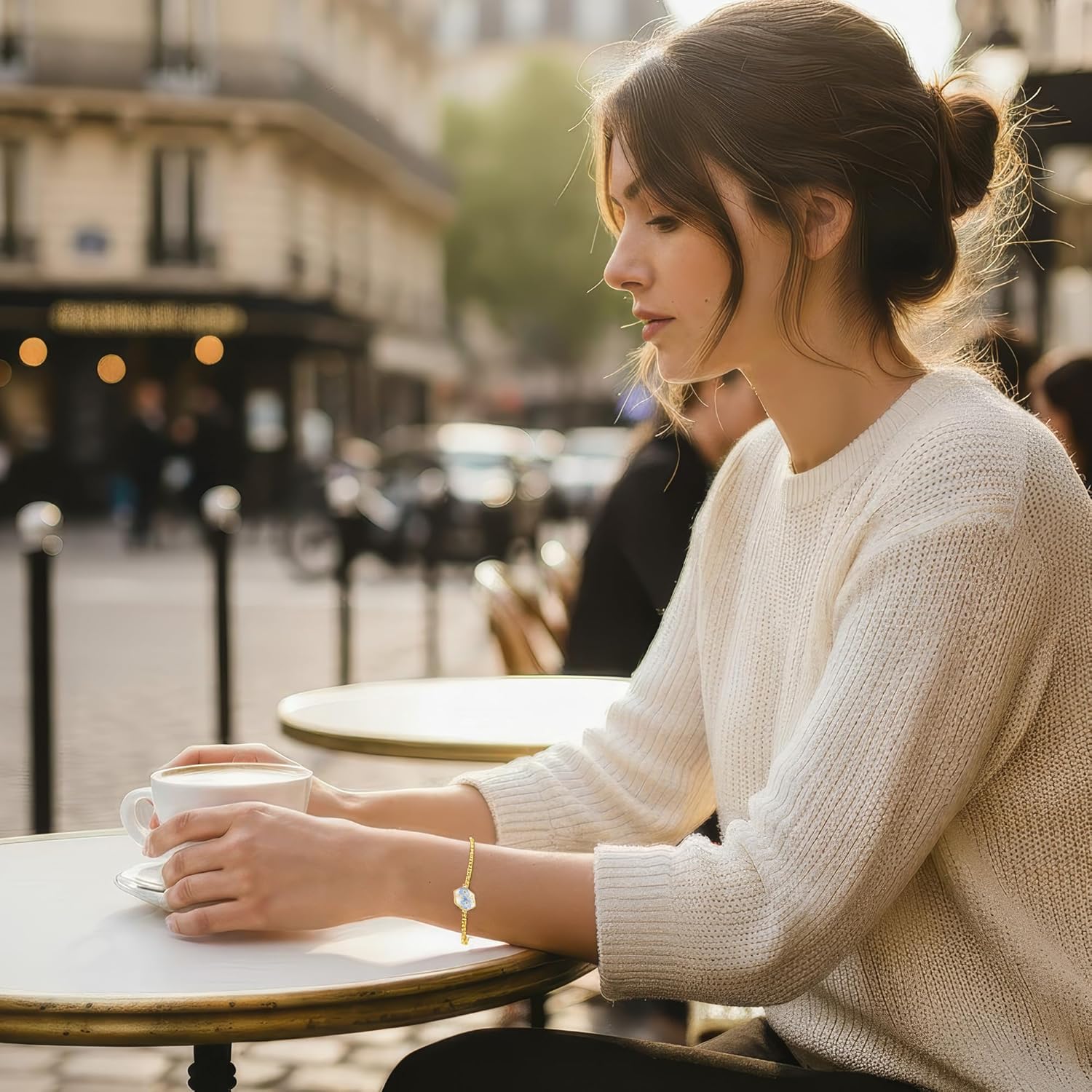 Real Forget-Me-Not Bracelet, Alaska State Flower Jewelry, Gold Adjustable Box Chain, Pressed Botanical Keepsake for Women (Gold) - Image 5