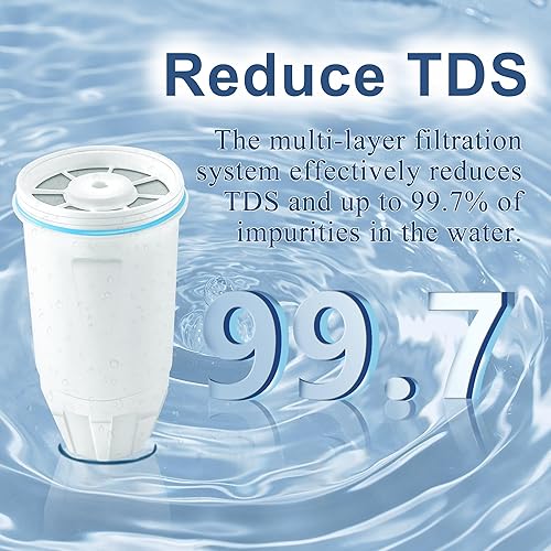 Miniatura 3 de Paquete de 8 filtros de agua de repuesto para agua cero, nuevo sistema de filtración de resina 0 TDS 0 fugas, compatible con jarra y dispensador de