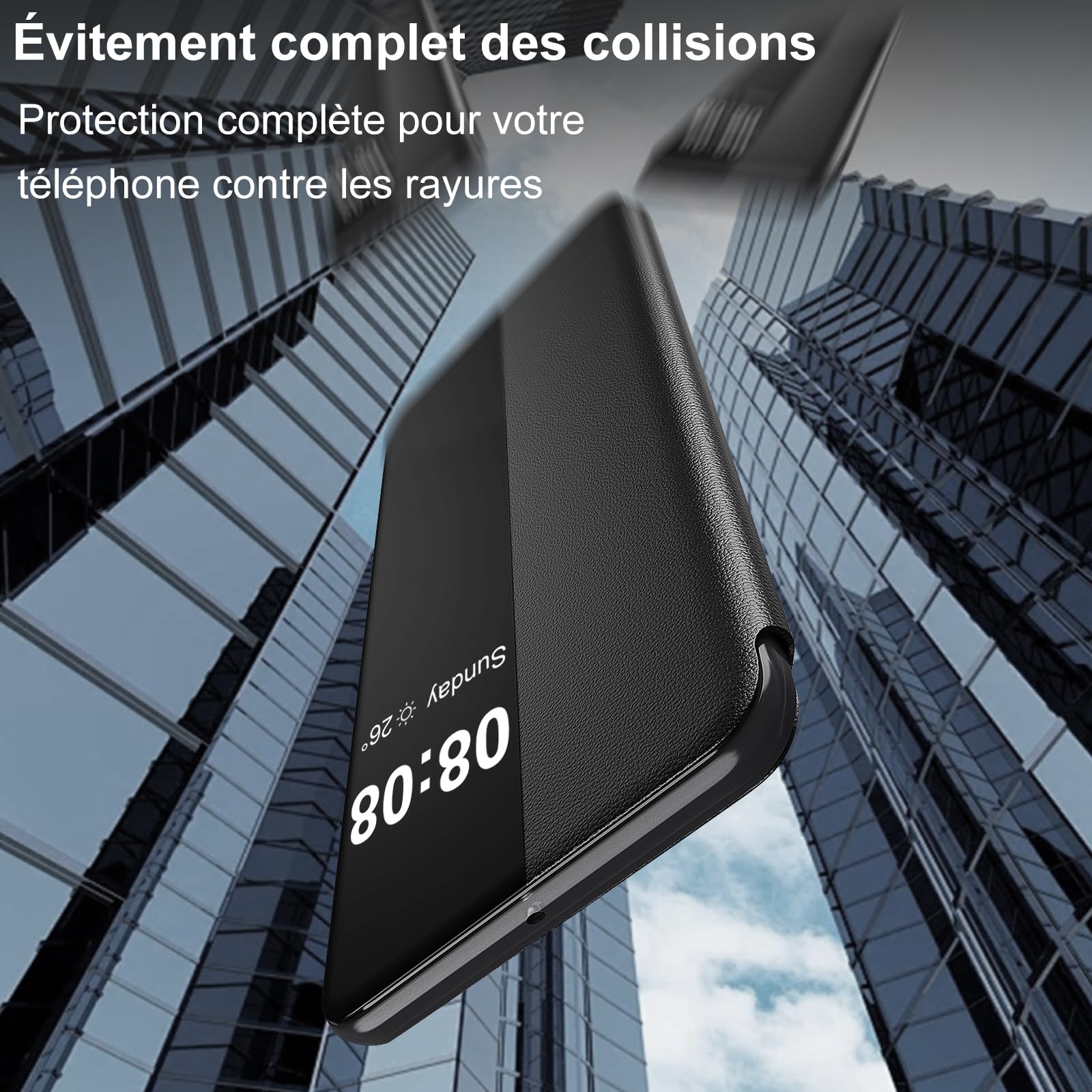 Coque pour Huawei P30 Lite Clear View Cover Coque pour Huawei P30 Lite Etui Cuir à Rabat Clapet Protection Case Flip Cover Folio Silicone Mince, Douce 360 Full Body Antichoc Housse