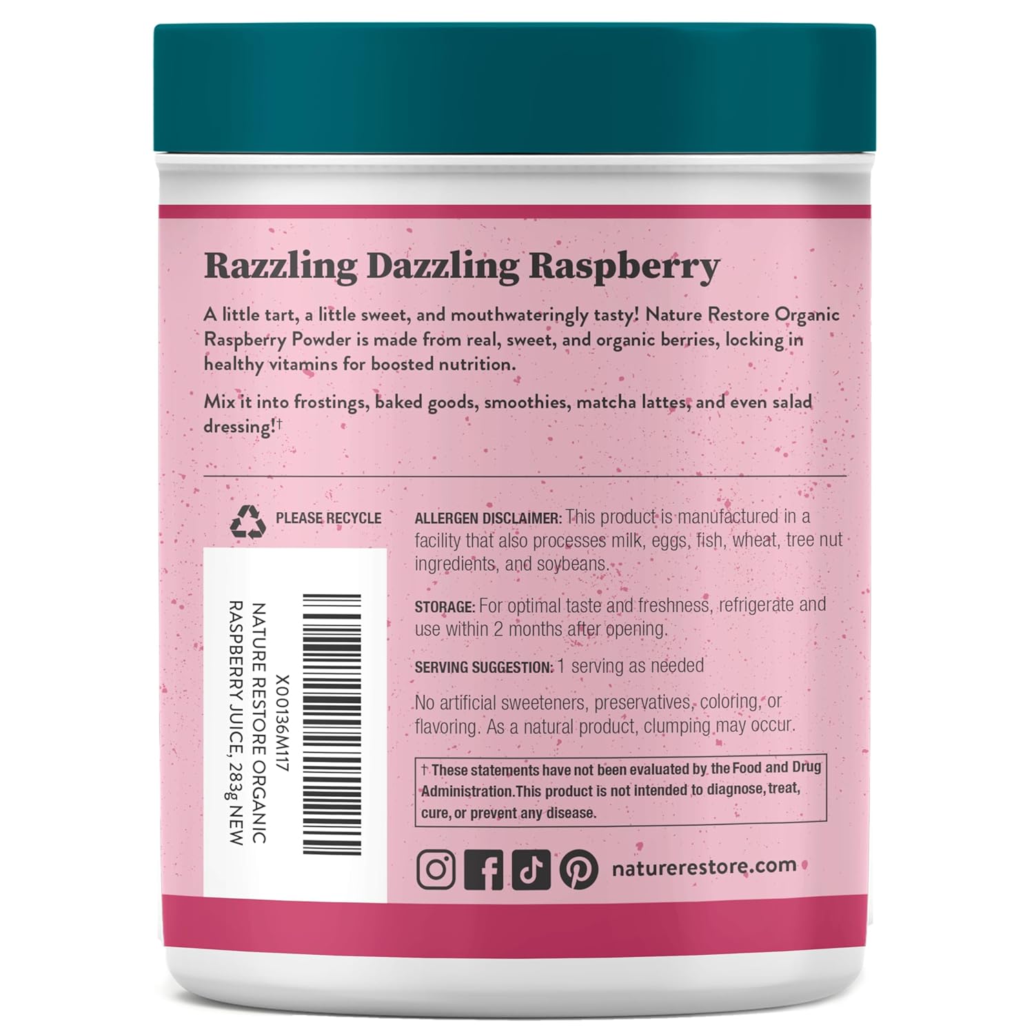USDA Certified Organic Red Raspberry Juice Powder, 10 Ounces, Non GMO, Gluten Free, Vegan