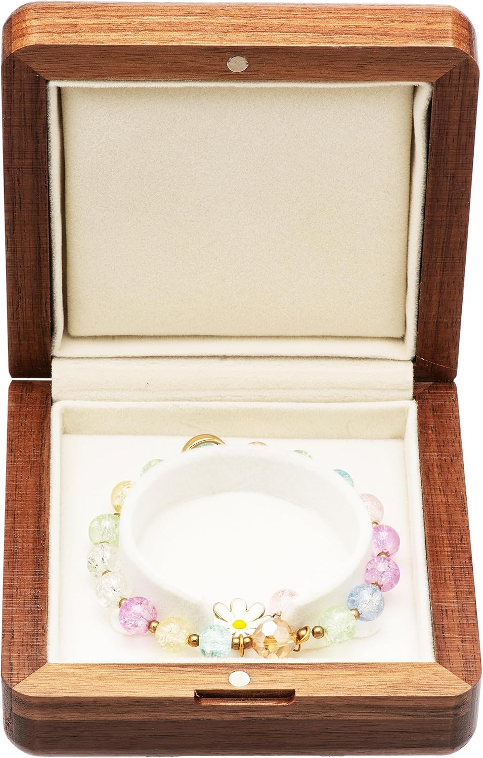 ジュエリーボックス ジュエリー収納ボックス ジュエリーケース 木製 天然木製木 高級 ウォールナット材 ベルベット アクセサリーポーチ 宝石箱  コンパクト アクセサリーケース アクセサリーボックス 小物収納 収納箱 | Rainbowcase ウォールナットウッドブレスレット/バングルボックスケース ジュエリーディスプレイストレージホルダー 小物入れ (ベージュインナー)