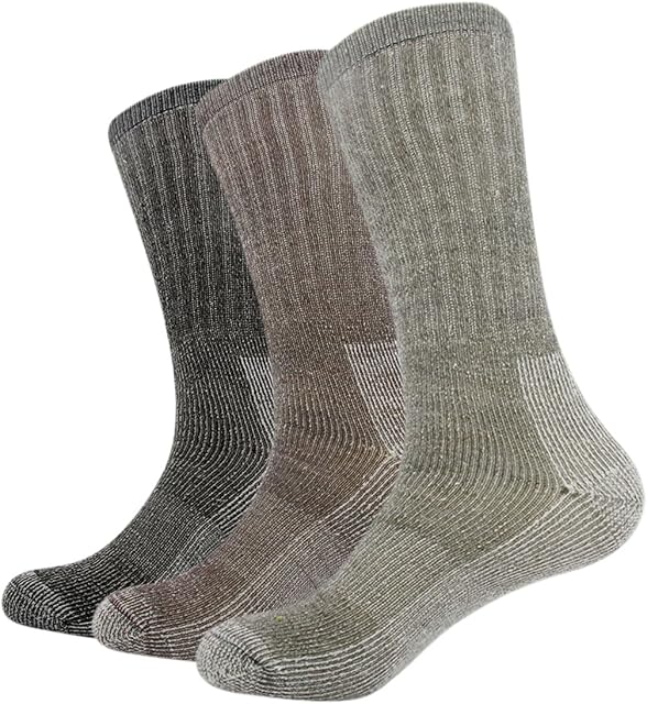 Vihir Men's Cushioned Thick Merino Wool Crew Sock for Skiing, Trekking, Hiking