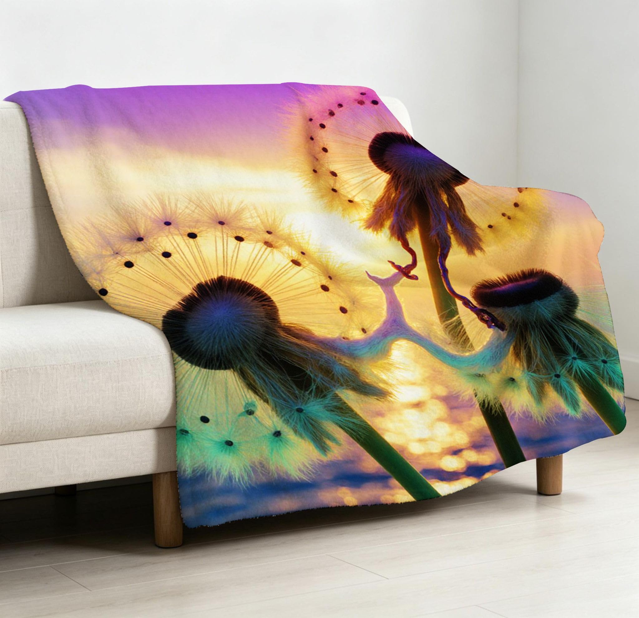 Plüsch Sofadecke Gelber Löwenzahn 240 x 260 cm, AQ3396