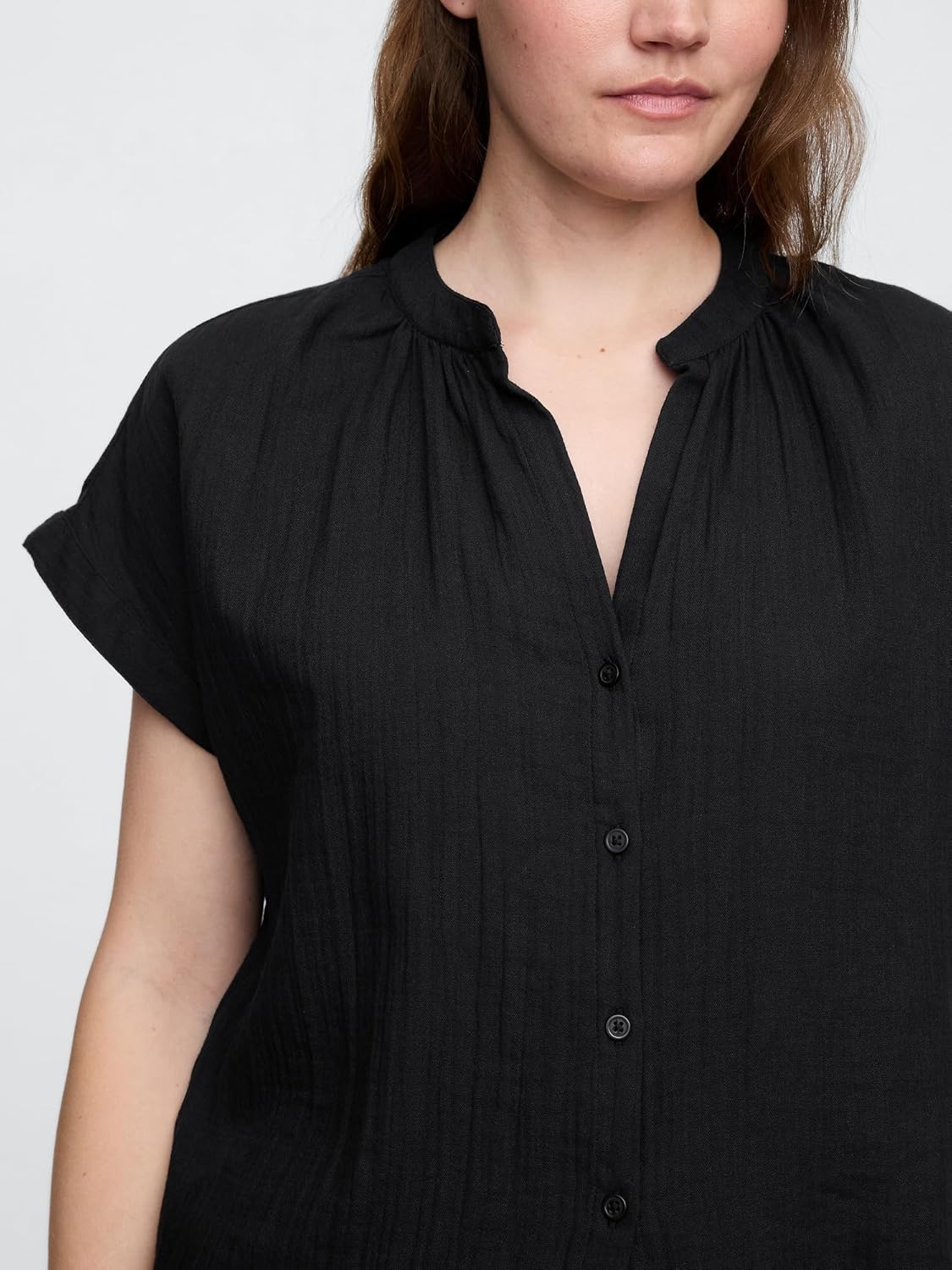 Gap Womens Short Sleeve Textured Woven Top - Image 4