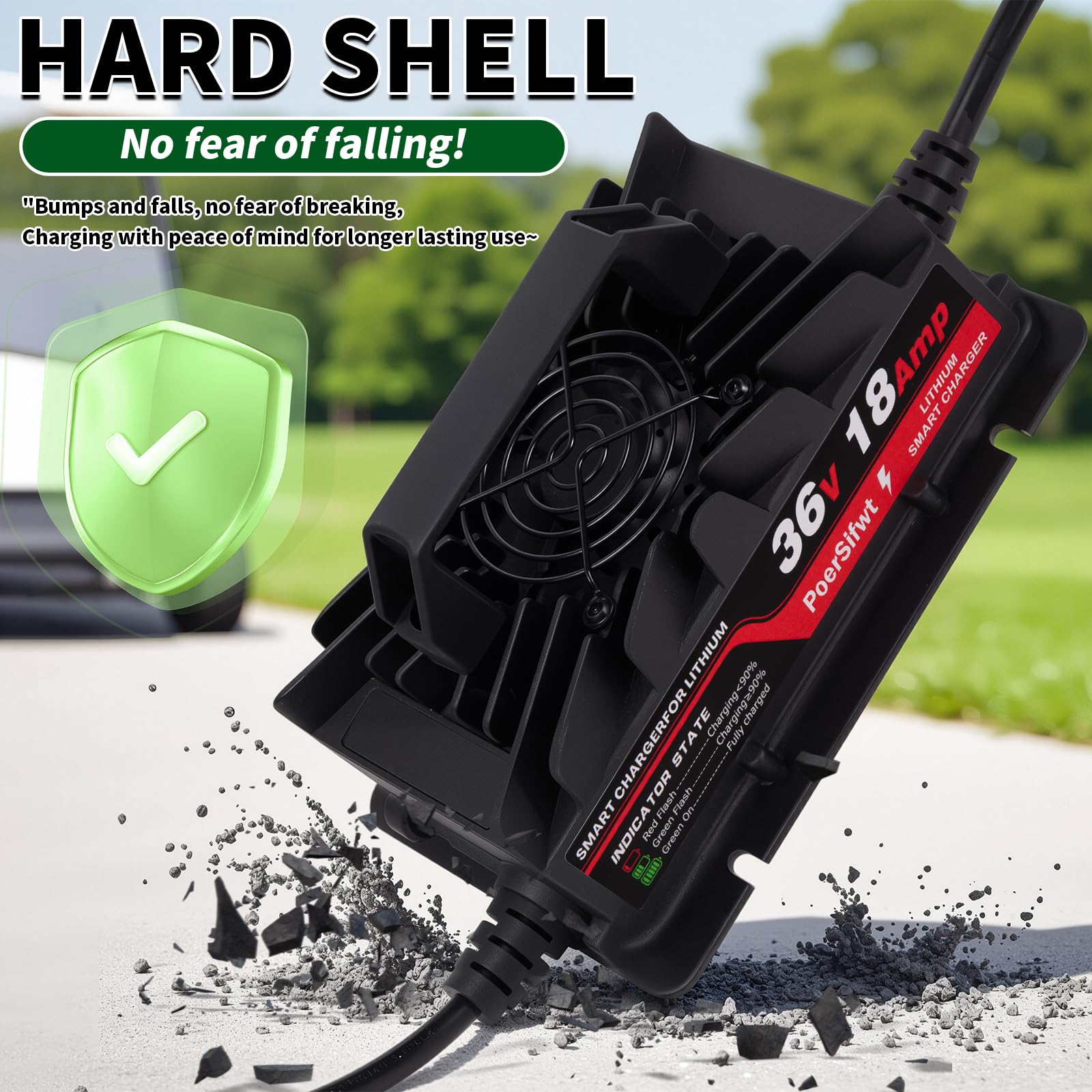 Cargador de batería LiFePO4 de 43.8 V 18 A, cargador de batería de litio inteligente de 48 V 18 A con luz LED, cargador impermeable de 48 voltios para carretilla elevadora eléctrica, scooter 4