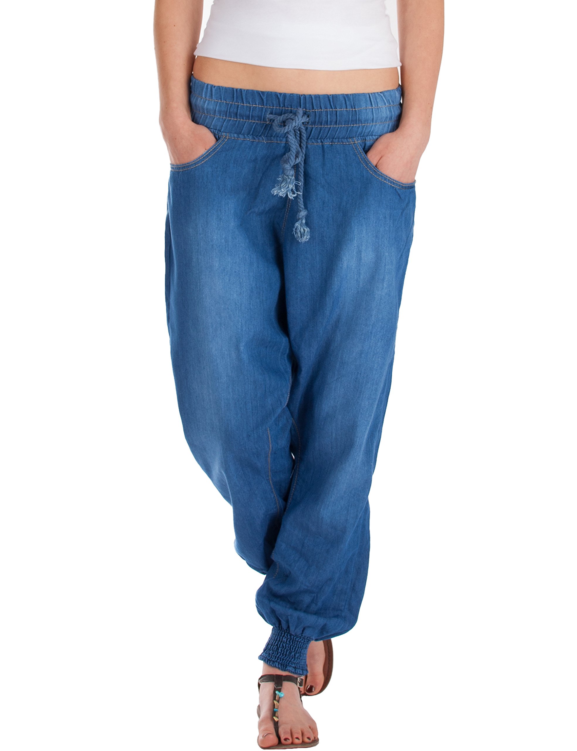 Fraternel Sarouel Pantalon Jeans Femme Ample décontracté