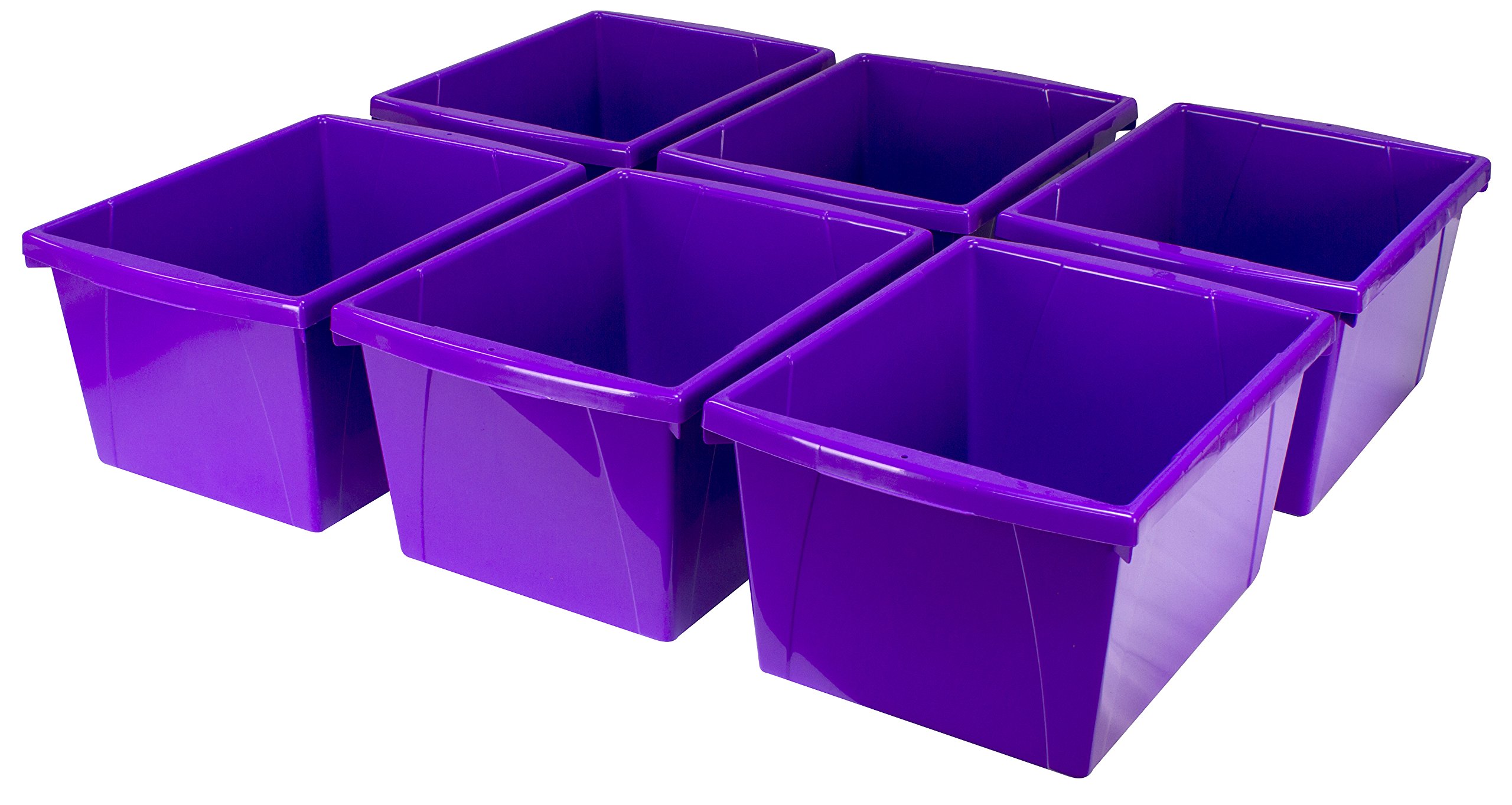 Storex 4 Gallon Storage Bin – Plastic Classroom Organizer for Books and Supplies, Violet, 6-Pack (61481U06C)