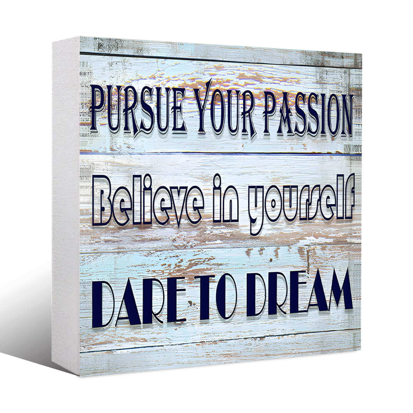 Home Office Desk Square Believe in Yourself Inspirational Wood Block Standing Decoration Bedroom Workplace Ornaments Home Office Desk Decor C-058