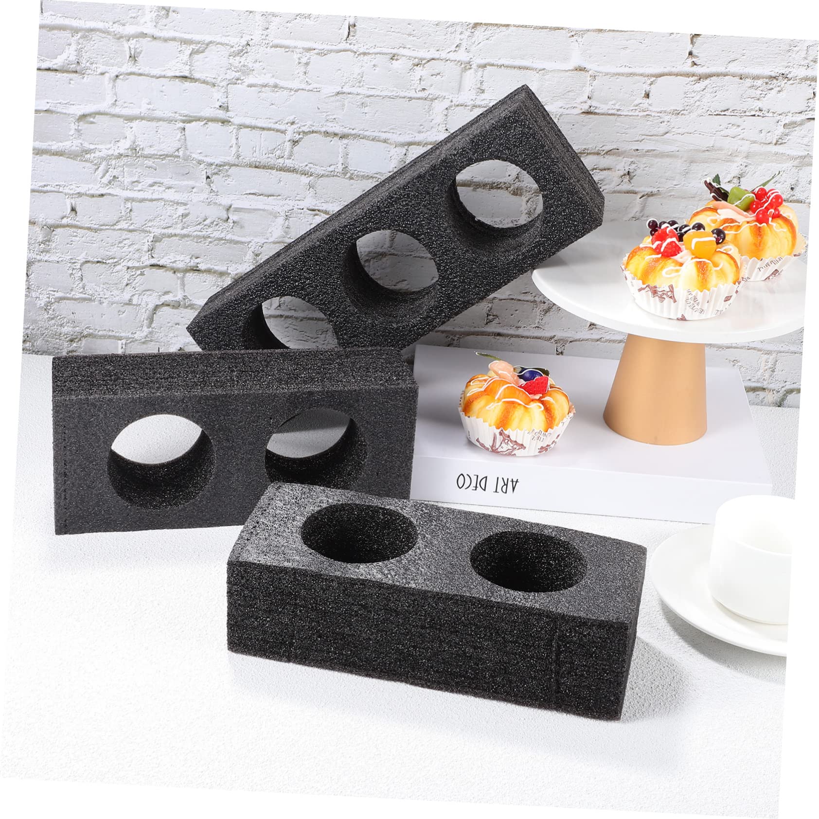 SOLUSTRE 4 Pack Black Beverage Tray Cup Holders Epe Foam Drink Carrier for Takeout