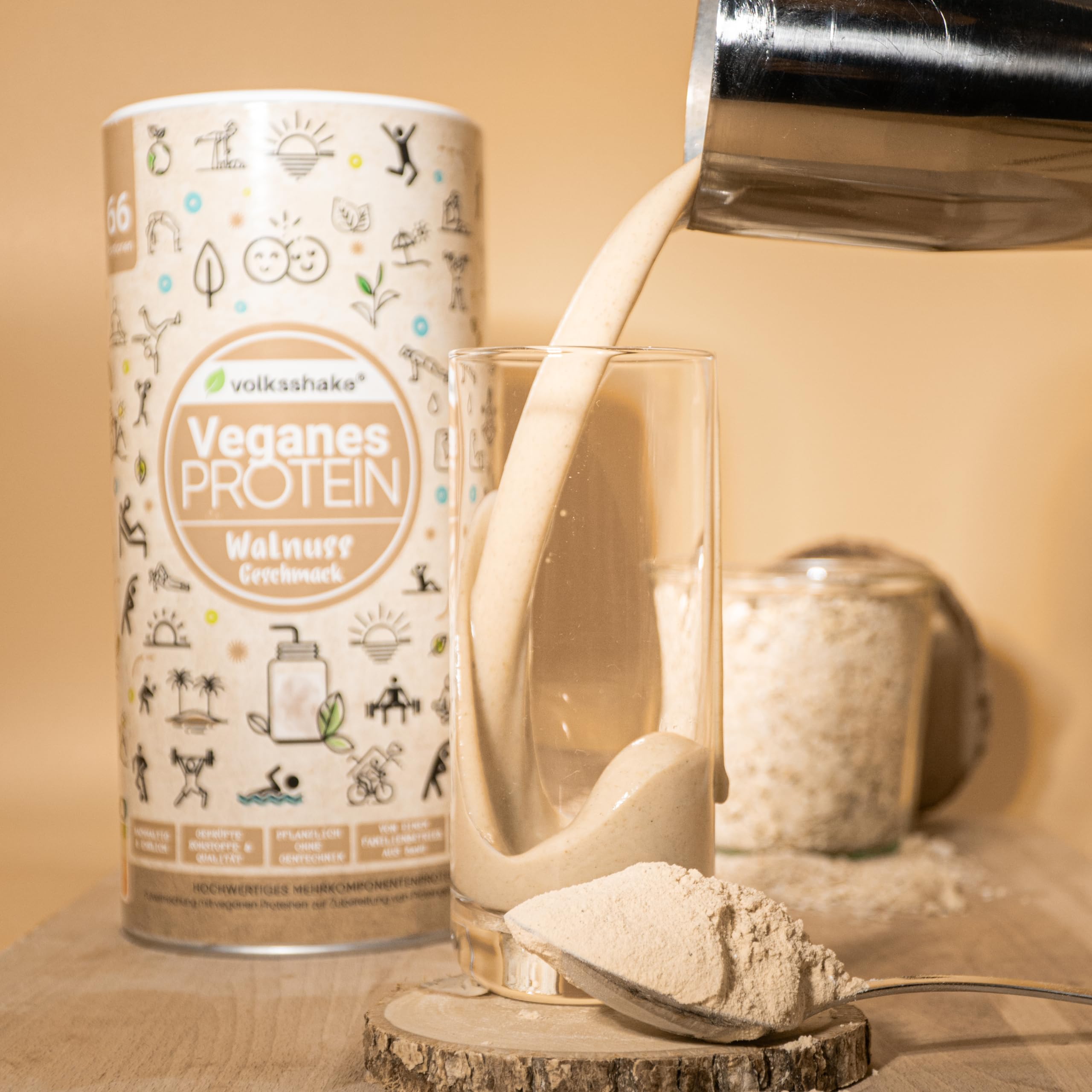 Proteína vegana de nogal tostado, 1000 g, 12 fuentes de proteínas vegetales, sin soja ni gluten, calidad premium del lago de Constanza, fabricado en Alemania
