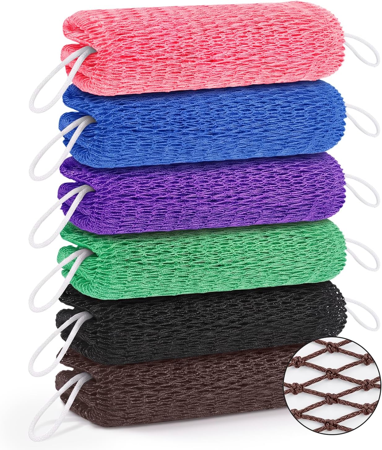 6‑Pack African Net Sponge Authentic, Exfoliating Shower Scrubber