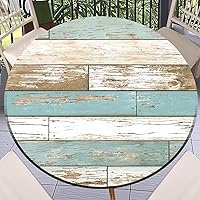 Vista 5 de Round Fitted Tablecloth with Elastic Outdoor Table Cover Round Elastic Tablecloths for Tables Waterproof Wipeable Table Cloths for