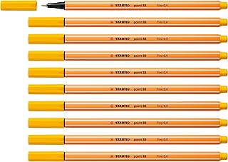 Rotulador punta fina STABILO point 88 - Caja con 10 unidades color amarillo
