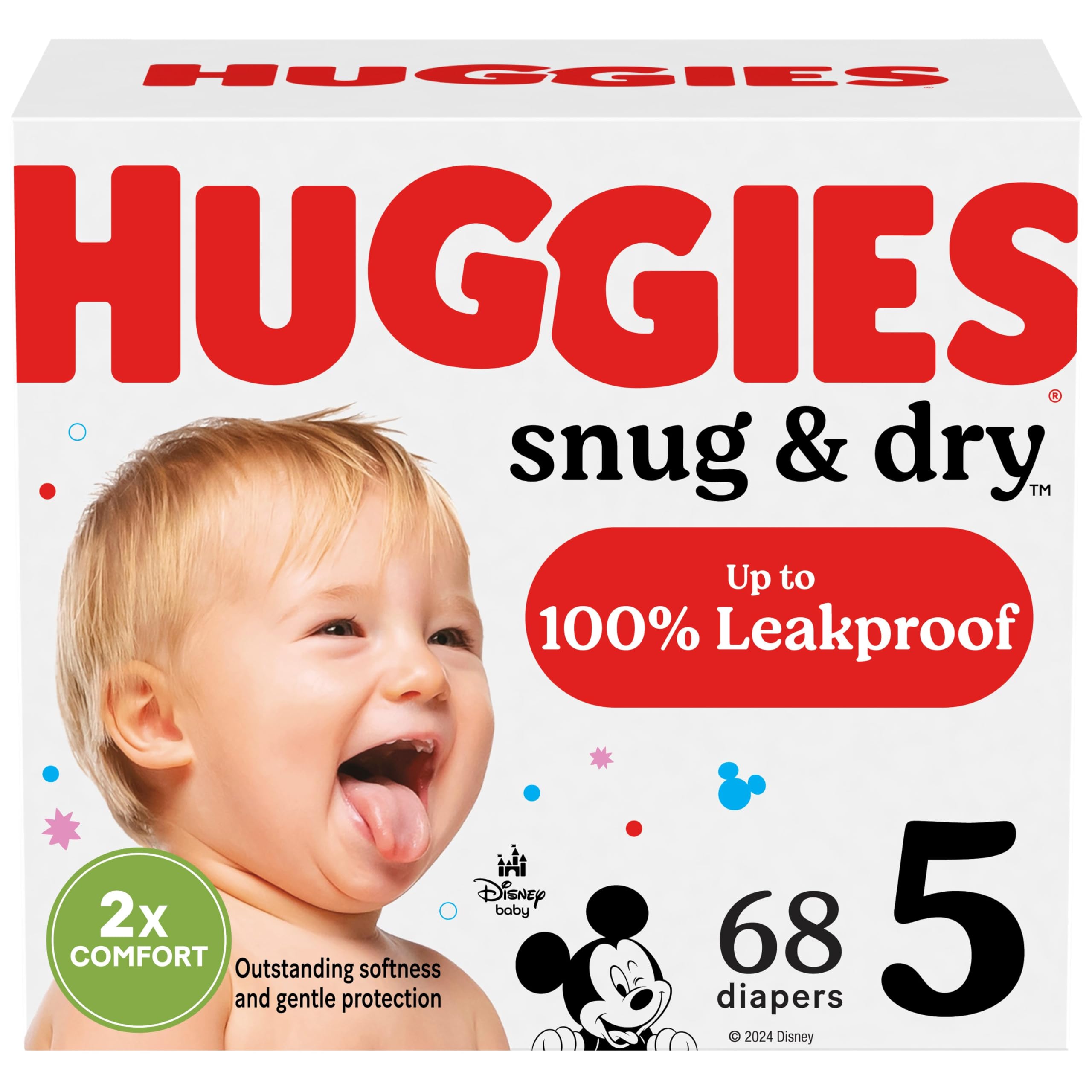 Huggies Size 5 Diapers, Snug & Dry Baby Diapers, Size 5 (27+ lbs), 68 Count, Packaging May Vary